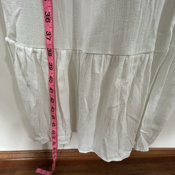 KNOX ROSE Maxi Dress S White Faux Wrap Tiered Seersucker Beachcore Resort - Picture 4 of 13